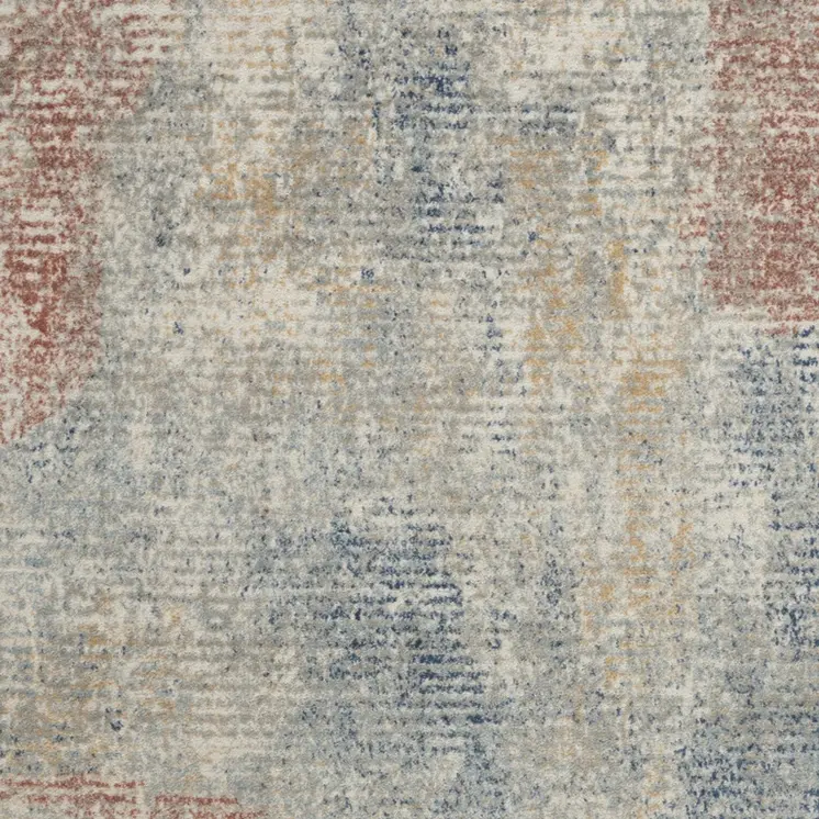 5' X 7' Ivory Abstract Power Loom Distressed Non Skid Area Rug