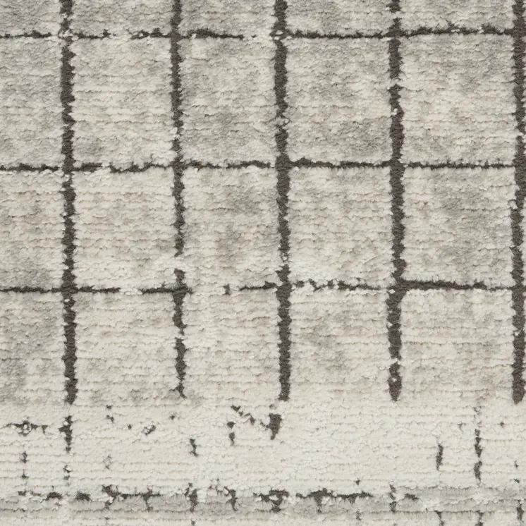 4' X 6' Ivory And Grey Abstract Power Loom Distressed Non Skid Area Rug