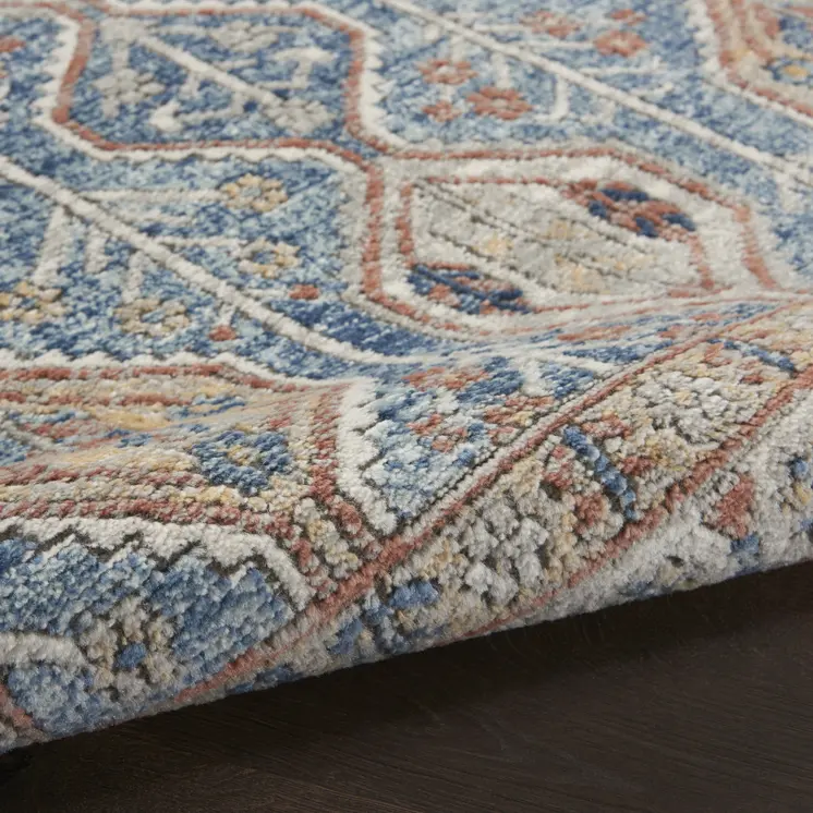 2' X 4' Blue Southwestern Power Loom Non Skid Area Rug