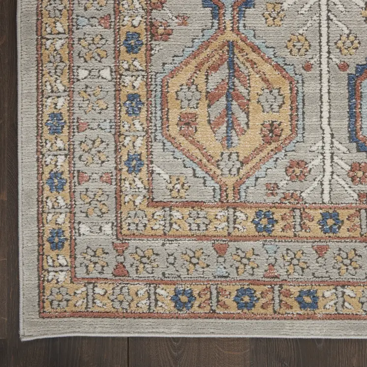4' X 6' Grey Southwestern Power Loom Non Skid Area Rug