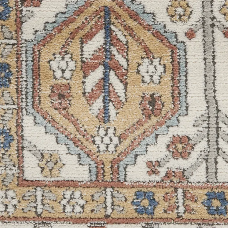 2' X 4' Ivory Southwestern Power Loom Non Skid Area Rug