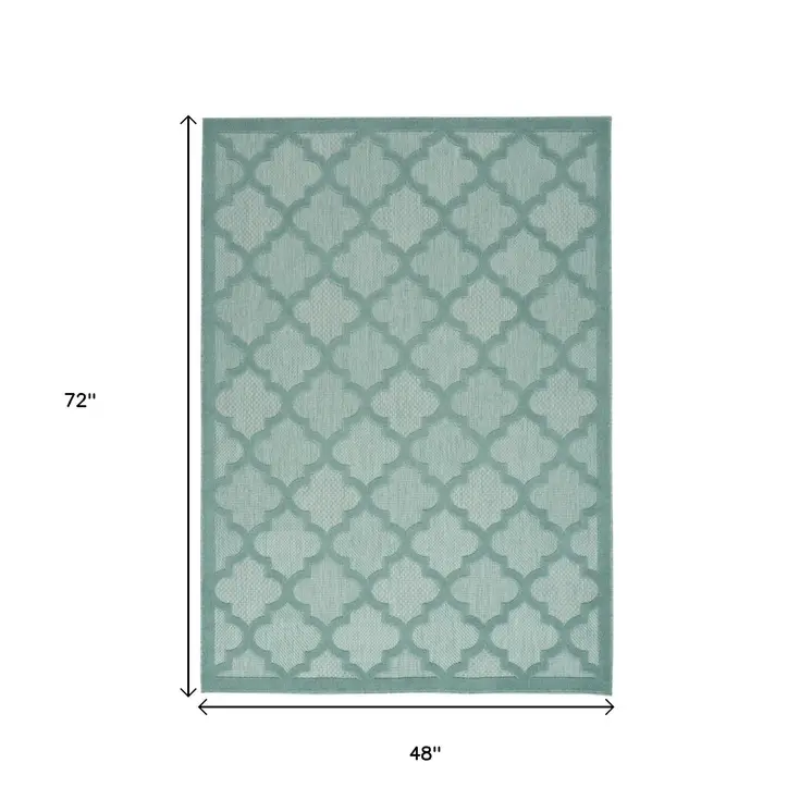 4' X 6' Aqua Indoor Outdoor Area Rug