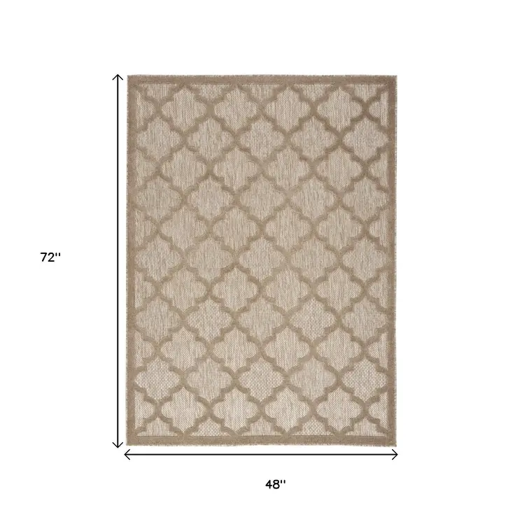 4' X 6' Beige Indoor Outdoor Area Rug