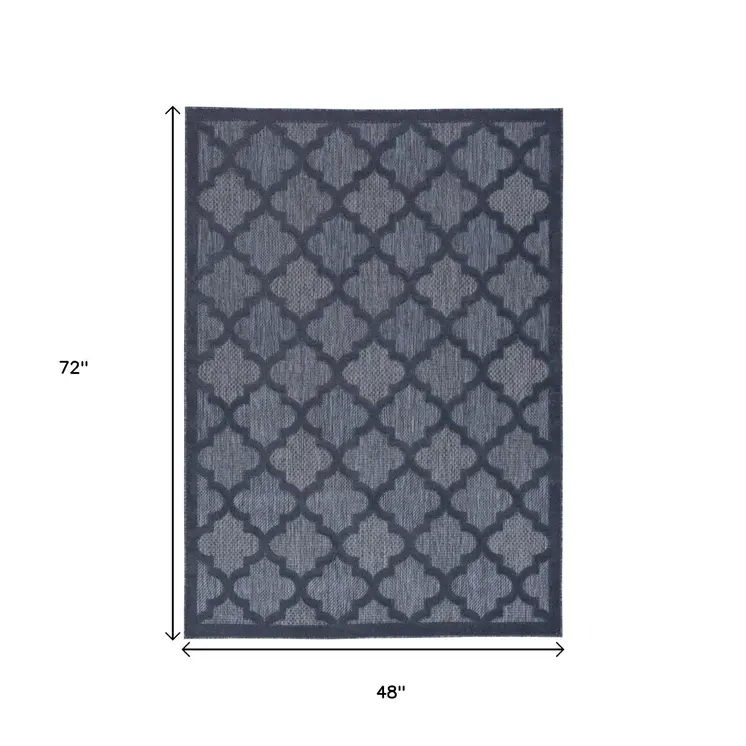 4' X 6' Blue Indoor Outdoor Area Rug