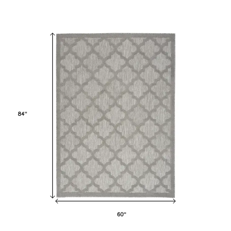 5' X 7' Gray Indoor Outdoor Area Rug