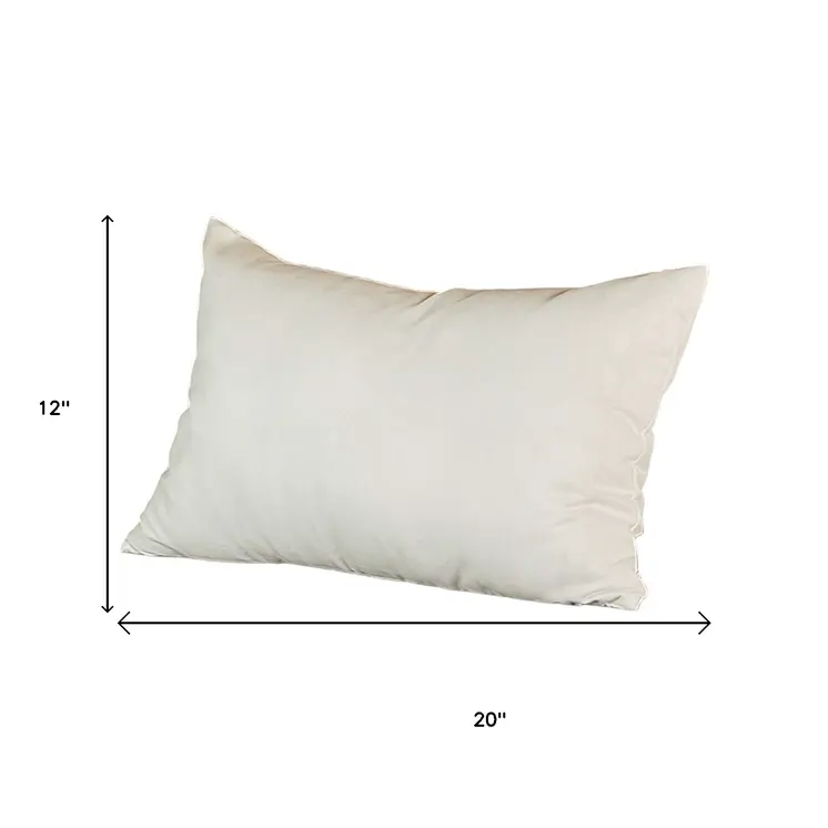Set of Two 12" X 20" White Fabric Lumbar Throw Pillow Covers