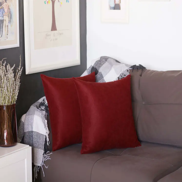 Set of Two Red Throw Pillow Covers