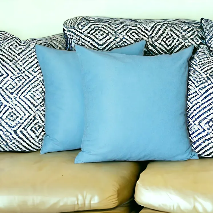 Set Of Two 26" X 26" Sky Blue Polyester Zippered Pillow Cover