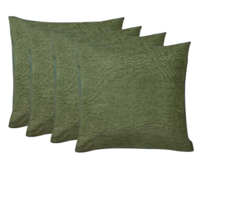 Set Of Four 17" X 17" Fern Green Polyester Zippered Pillow Cover