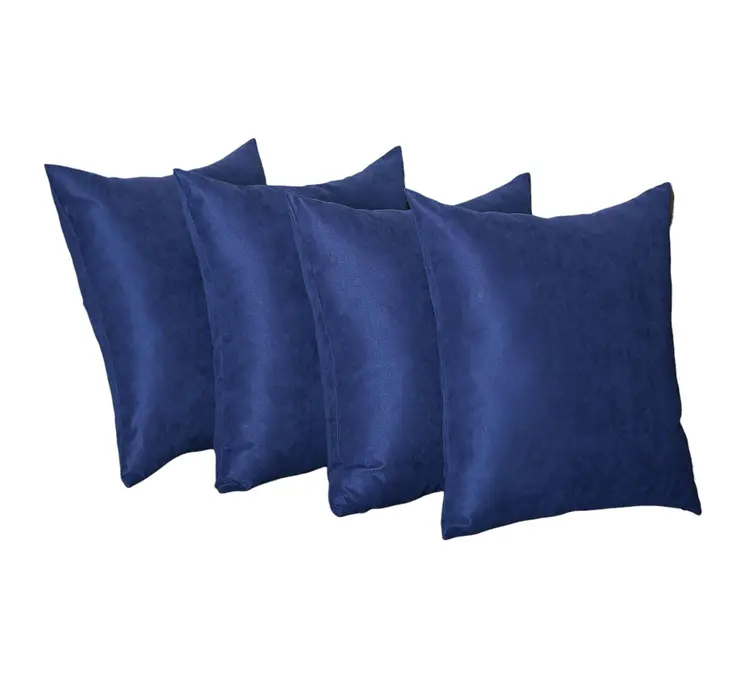 Set Of Four 17" X 17" Navy Blue Polyester Zippered Pillow Cover