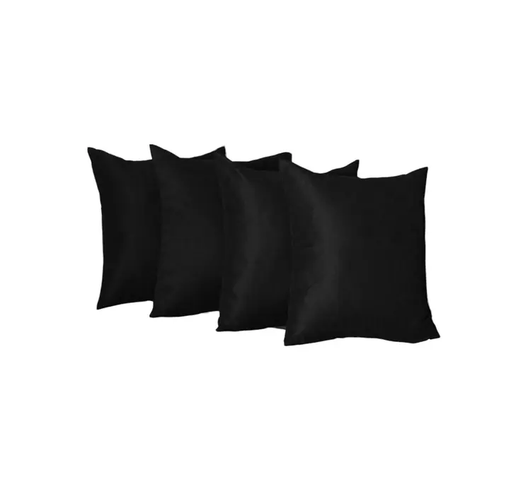 Set Of Four 17" X 17" Black Polyester Zippered Pillow Cover