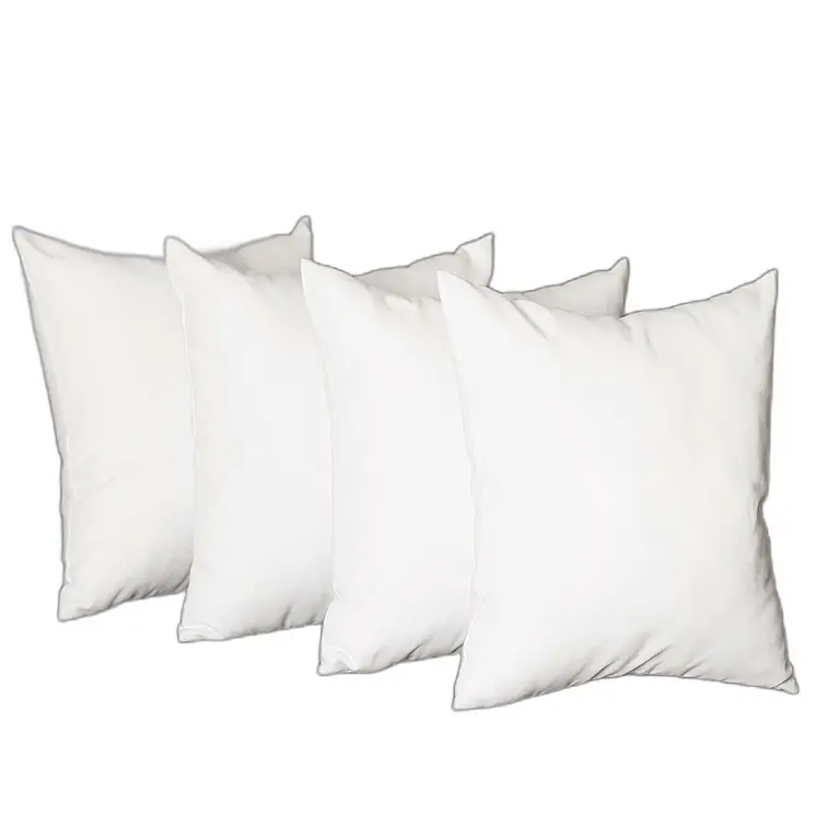 Set Of Four 18" X 18" White Polyester Zippered Pillow Cover