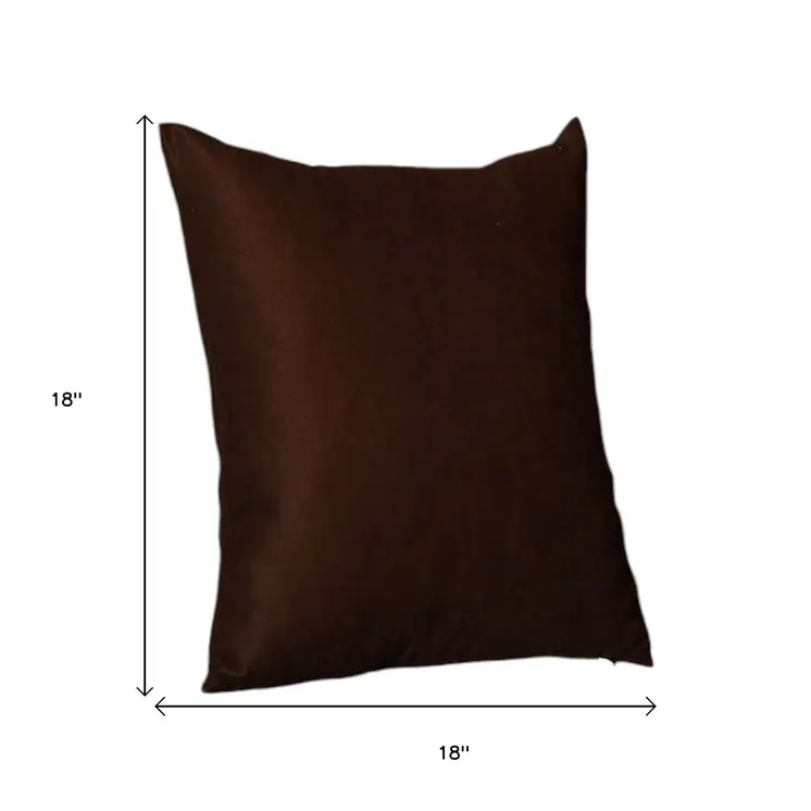Set Of Four 18" X 18" Brown Polyester Zippered Pillow Cover