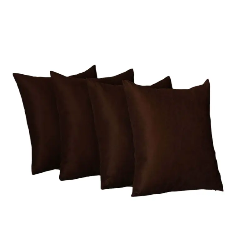 Set Of Four 18" X 18" Brown Polyester Zippered Pillow Cover