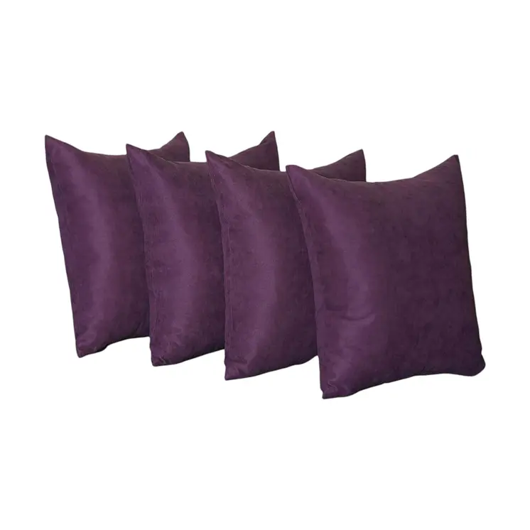 Set Of Four 18" X 18" Purple Polyester Zippered Pillow Cover