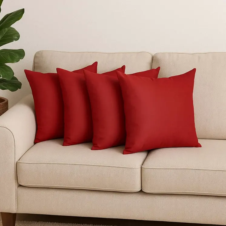 Set of Four 18" Red Throw Pillow Covers