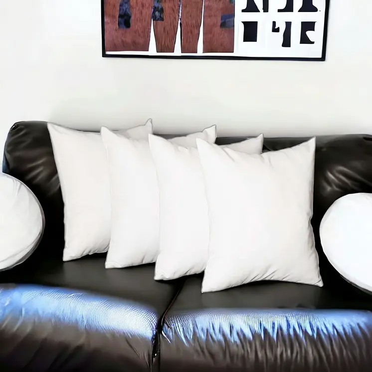 Set Of Four 20" X 20" White Polyester Zippered Pillow Cover