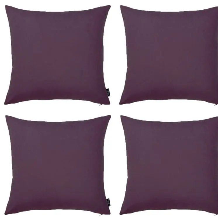 Set Of Four 22" X 22" Purple Polyester Zippered Pillow Cover