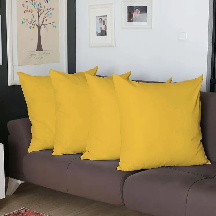 Set of Four 22" Yellow Decorative Throw Pillow Covers