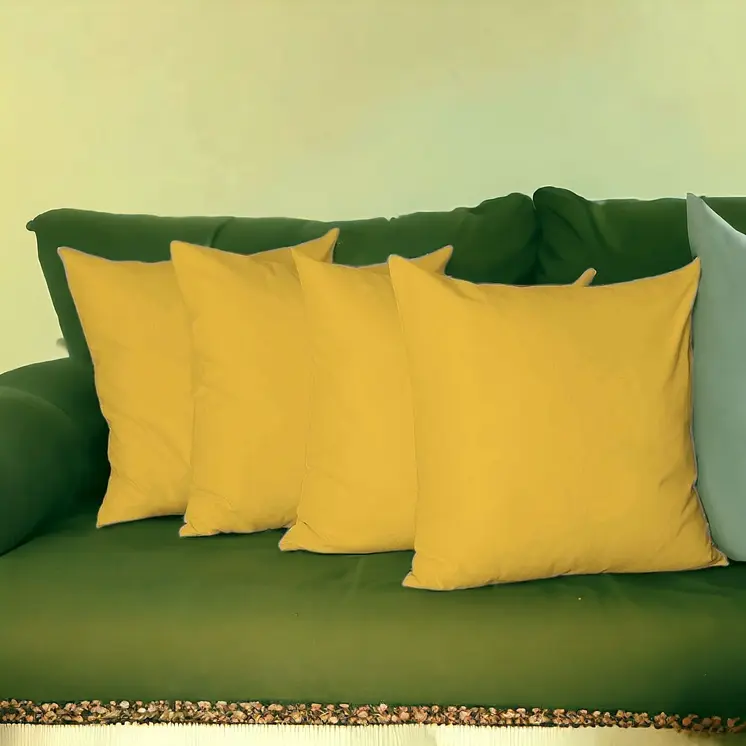 Set of Four 22" Yellow Decorative Throw Pillow Covers