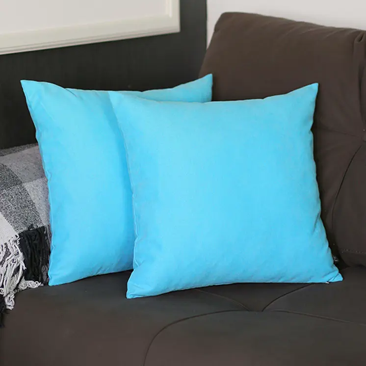 Set Of Two 20" X 20" Sky Blue Polyester Zippered Pillow