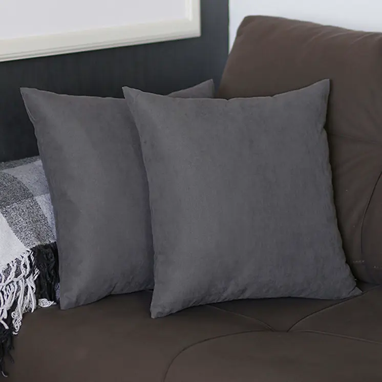 Set Of Two 20" X 20" Gray Polyester Zippered Pillow