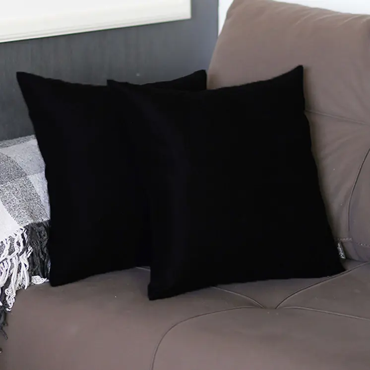 Set Of Two 20" X 20" Black Polyester Zippered Pillow
