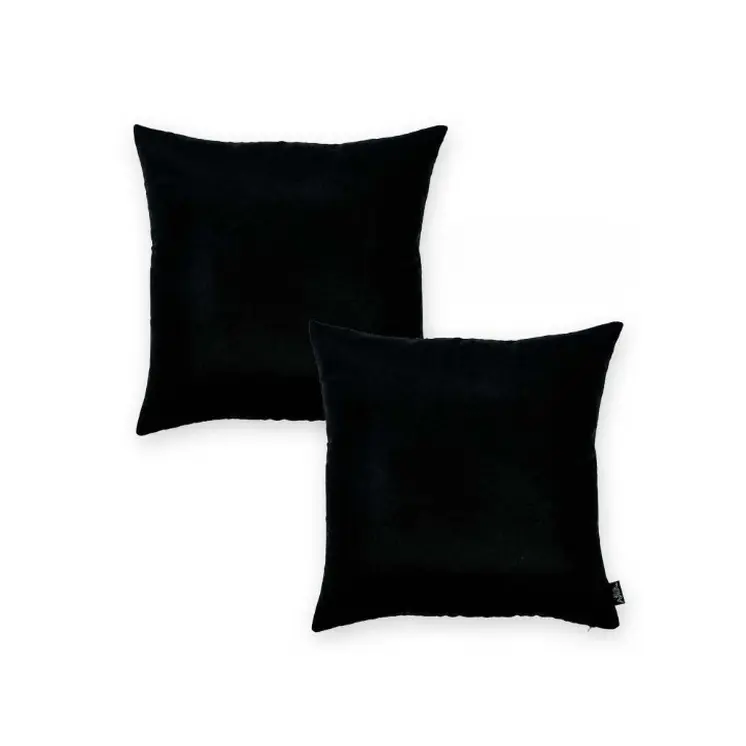 Set Of Two 20" X 20" Black Polyester Zippered Pillow
