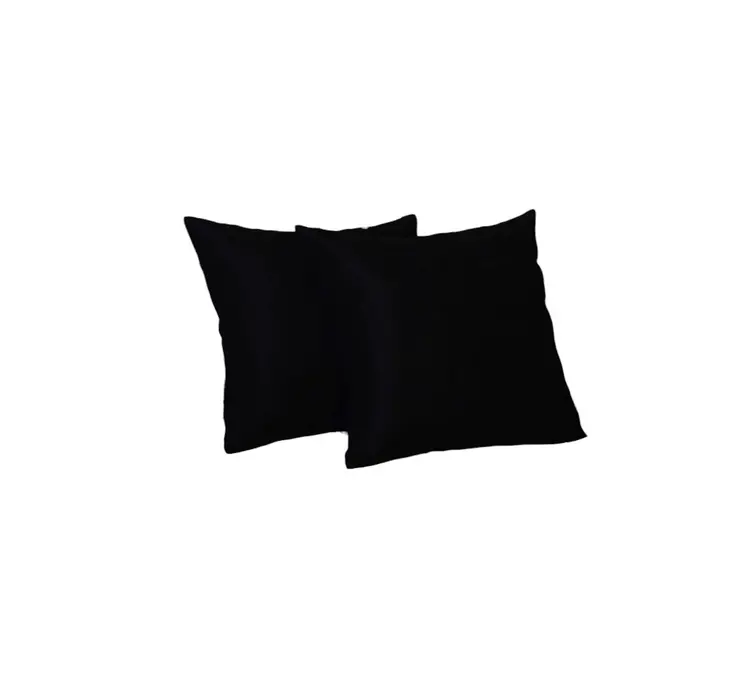 Set Of Two 16" X 16" Black Polyester Zippered Pillow Cover
