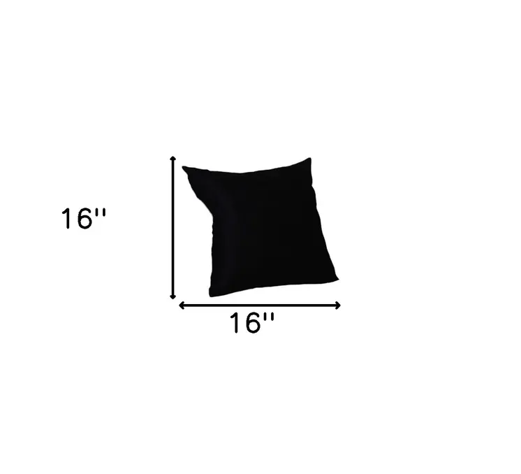 Set Of Two 16" X 16" Black Polyester Zippered Pillow Cover
