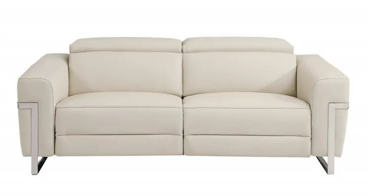 Two Piece Indoor Beige Italian Leather Five Person Seating Set