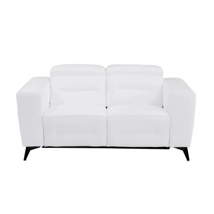 Two Piece White Italian Leather Five Person Seating Set
