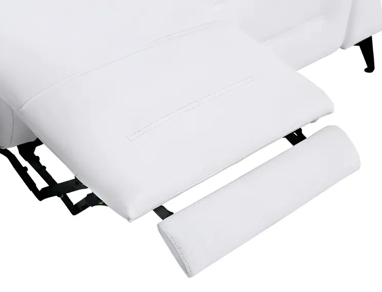 Two Piece White Italian Leather Five Person Seating Set