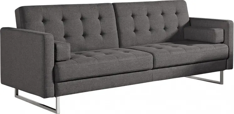 87" Gray Sleeper Sofa With Silver Legs