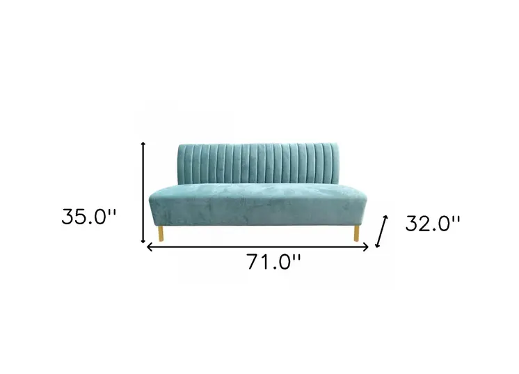 71" Light Gray Velvet Sofa With Gold Legs