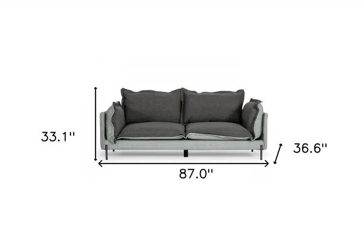 87" Dark Gray Polyester Blend Sofa With Silver Legs