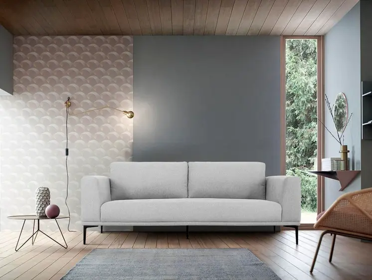 87" Light Gray Sofa With Black Legs
