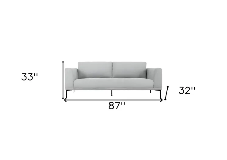 87" Light Gray Sofa With Black Legs