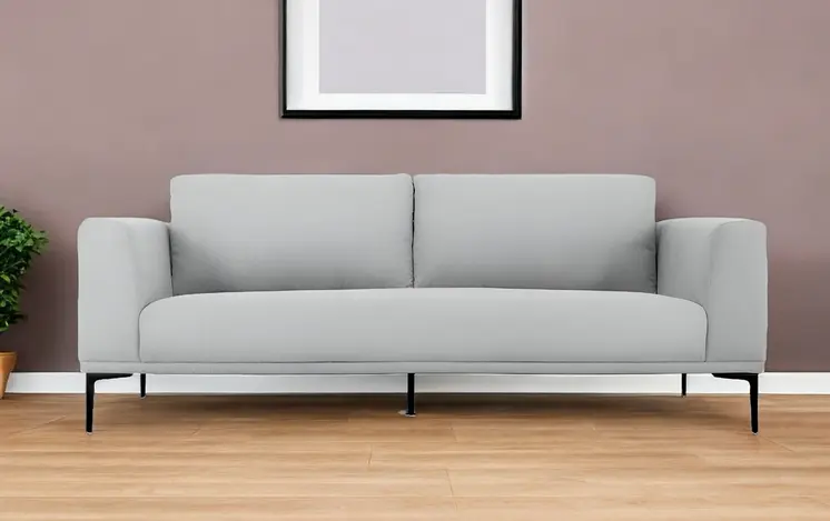87" Light Gray Sofa With Black Legs