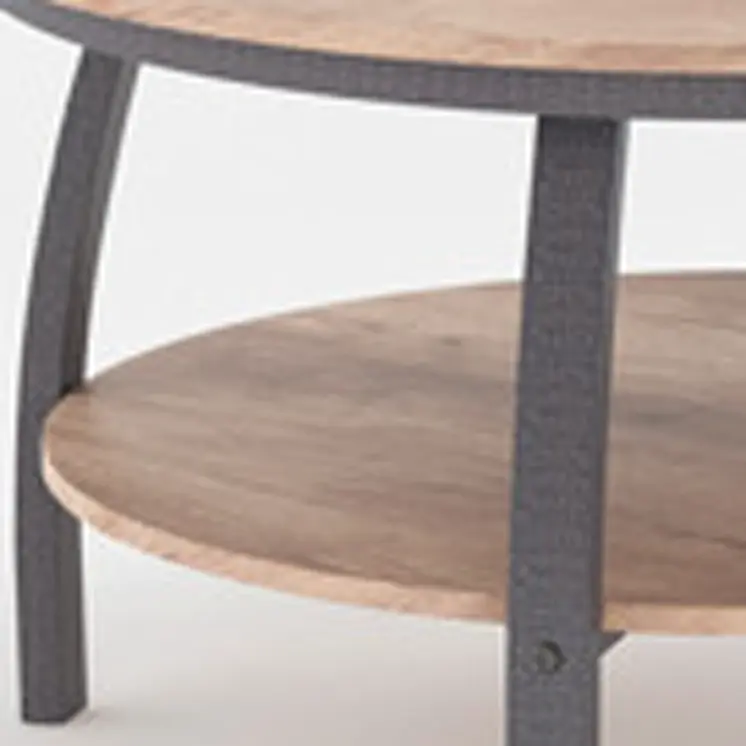 35" Two Tier Brown Manufactured Wood Round Coffee Table