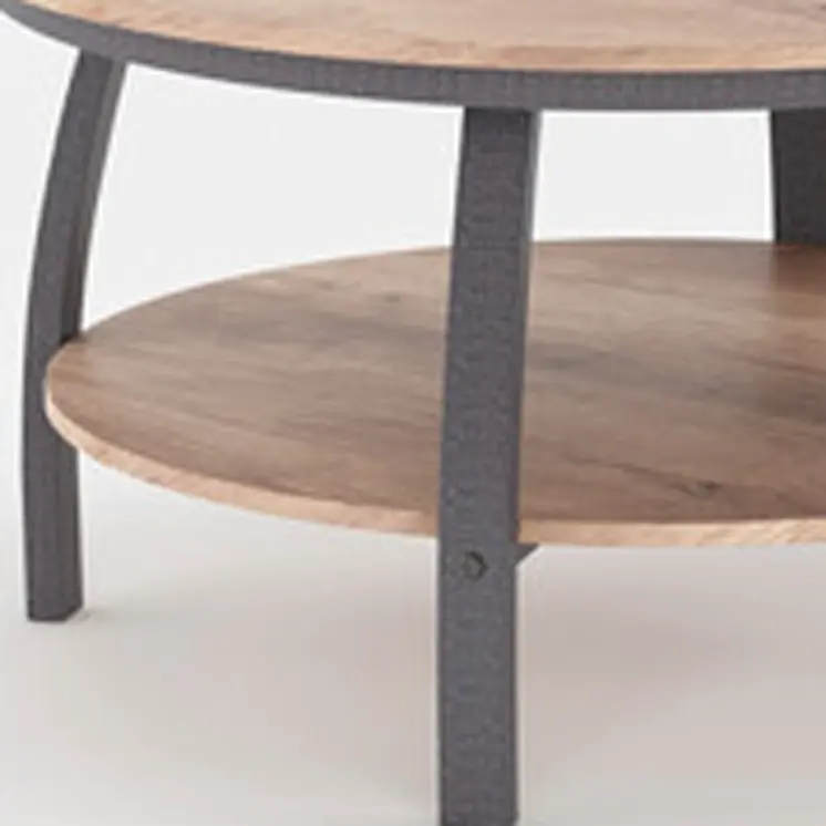 35" Two Tier Brown Manufactured Wood Round Coffee Table