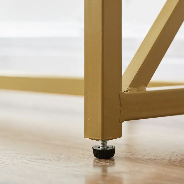 42" Clear and Gold Glass and Steel Frame Console Table