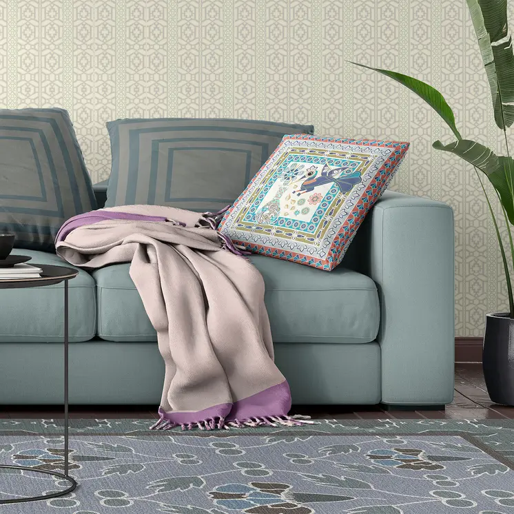 5" Pink and Green Peacock Floral Broadcloth Throw Pillow