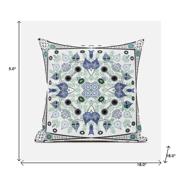 18" X 18" Gray and White Broadcloth Paisley Zippered Pillow