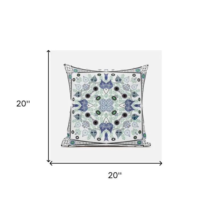 20" X 20" Gray and White Broadcloth Paisley Zippered Pillow