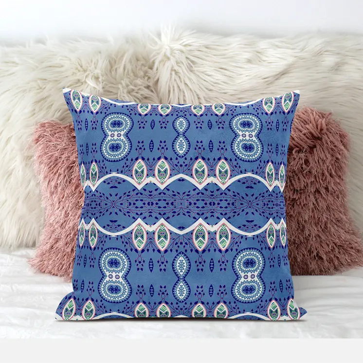 28" X 28" Muted White Blown Seam Paisley Indoor Outdoor Throw Pillow