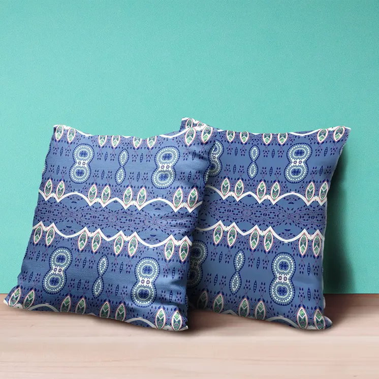 28" X 28" Muted White Blown Seam Paisley Indoor Outdoor Throw Pillow