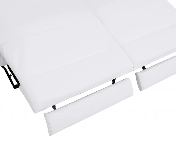 65" White And Silver Italian Leather Power Reclining Loveseat