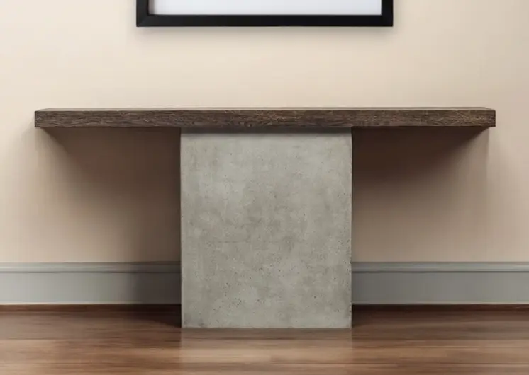 63" Brown and Gray Solid Wood Pedestal Console Table