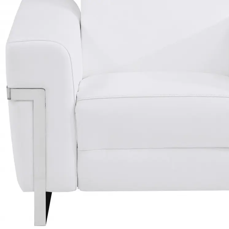 41" White Italian Leather Power Recliner Chair